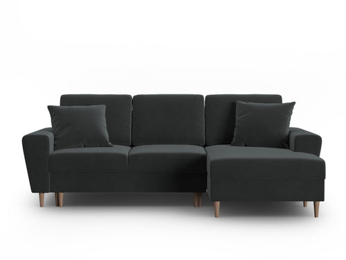Cosmopolitan Design Converteerbare hoekbank rechts met opbergdoos Kyoto 4-zits, flueel donkergrijs - 145x241x88cm