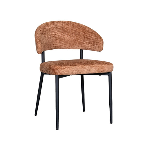 LABEL51 Eetkamerstoel Bliss - Cognac Stof - Zithoogte 47cm - Set van 2