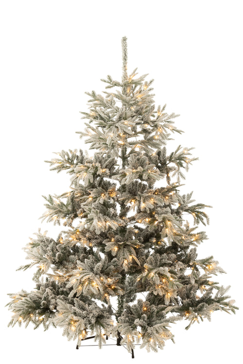 J-Line kerstboom 420 Led Besneeuwd - kunststof - groen/wit