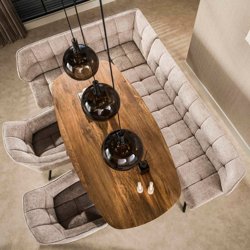 Giga Living Hoekbank Raster - Zand/Bruin Links - 230x150x80cm