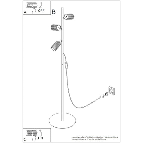 Sollux Lighting Vloerlamp KARBON 3 wit - 30x30x155cm