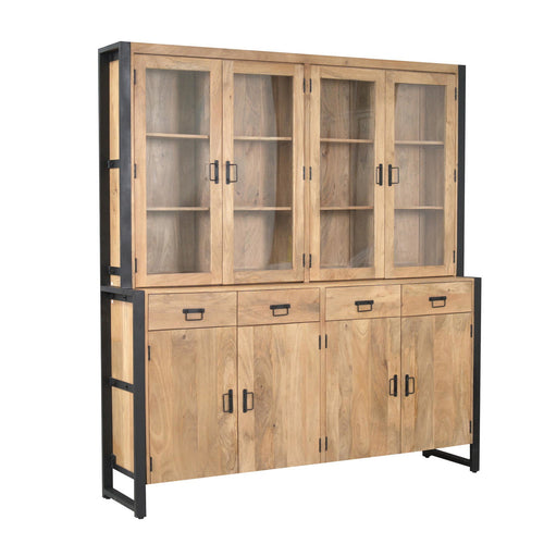 Starfurn Vitrinekast Britt - Naturel Hout - 200x45x220cm