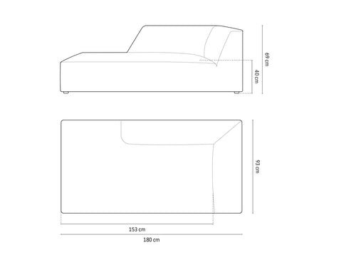 Micadoni - Rechter chaise longue "Ruby" flueel, roze - 180x93x69cm