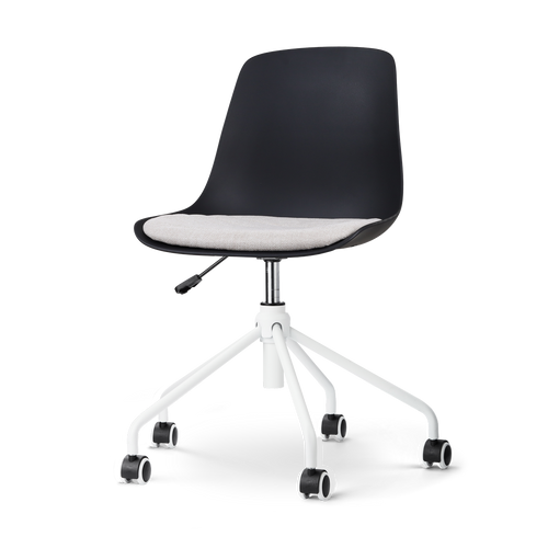 Nolon Nout-Liv Bureaustoel Zwart - Beige Kussen - Wit Onderstel