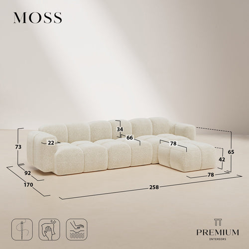 Premium Interiors - Modulaire bank MOSS - fluweel met structuur  258cm