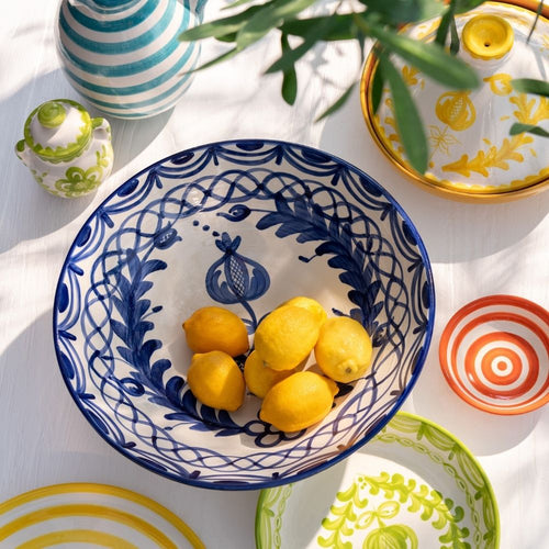 J-Line kom Granada High - keramiek - wit/blauw - large - Ø 28 cm - vtwonen shop