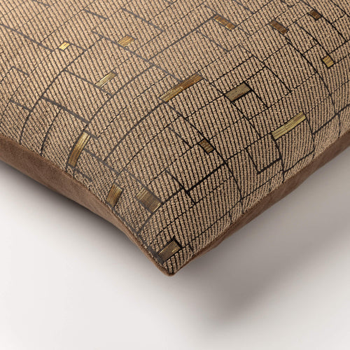 GIBSON - sierkussen 45x45 cm - gouddraad - geometrisch motief - Sepia Tint - bruin, goud