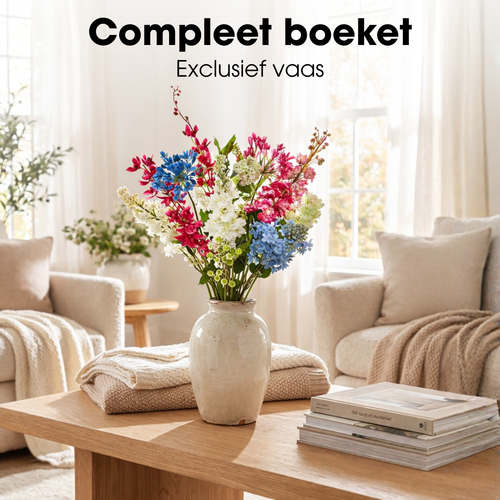 Mica Decorations Kunstboeket Kyra - Decoratief Boeket - Kunstplanten voor Binnen - Kunstplant Zonder Onderhoud - Veldboeket Kunstbloemen