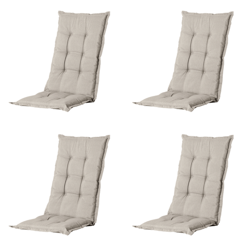 Madison tuinstoelkussen hoge rug Panama - beige - 123x50x5cm - set van 4