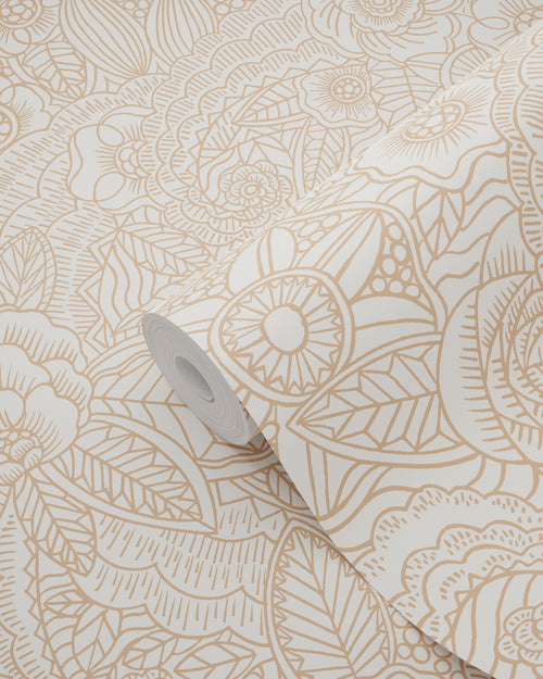 ESTAhome behang bloemtekeningen beige - 53 cm x 10.05 m - 139547