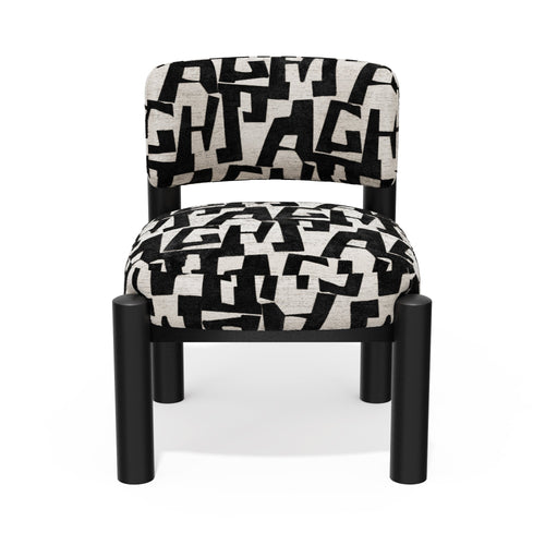 Premium Interiors - Fauteuil ELY - stof met textuur en patroon zwart 60.5cm
