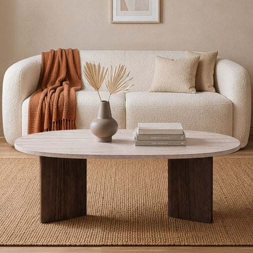 Calicosy - IRIS Ovale salontafel L119 cm - Kasjmier - 60x119x39,8 cm