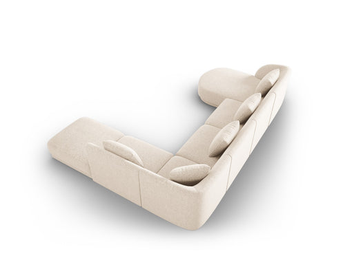 Cosmopolitan Design Panoramische hoekbank rechts Tulum 6-zits, chenille, lichtbeige - 255x330x70cm