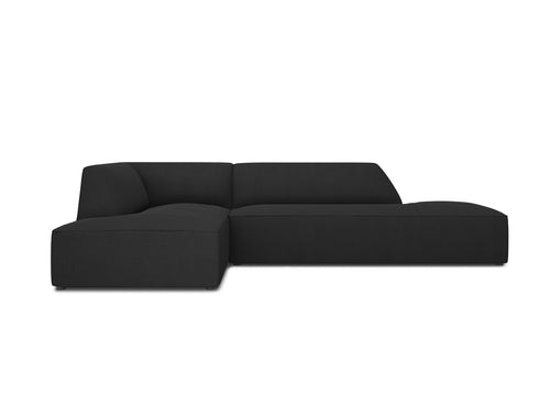 Micadoni linker hoekbank Ruby 4-zits, structurele stof, zwart - 180x273x69cm
