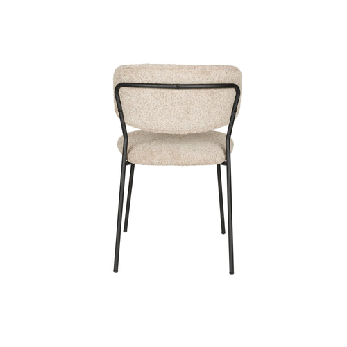 Housecraft Living Jolien Eetkamerstoelen Zwart/Beige Bouclé - Set van 2