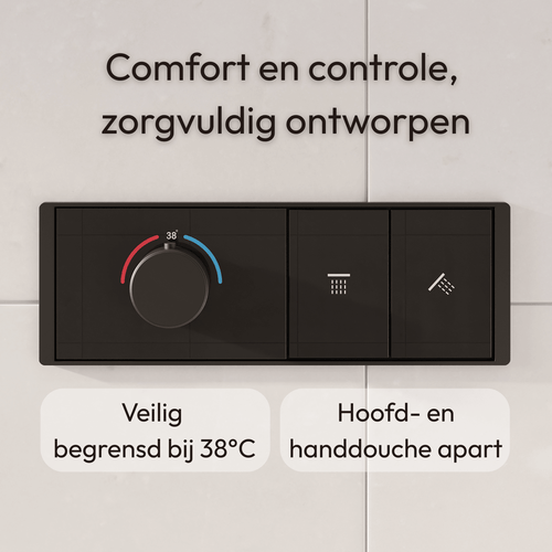 LOMAZOO inbouwdoucheset Angie - met thermostaatkraan - zwart