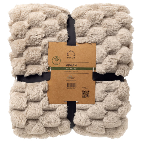 VIVIAN - plaid 150x200 cm - superzacht - 100% gerecycled - Pumice Stone - beige