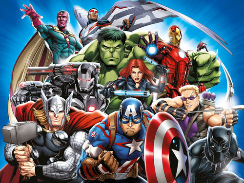 Sanders & Sanders fotobehang The Avengers blauw, groen en rood - 375 x 270 cm - 601036