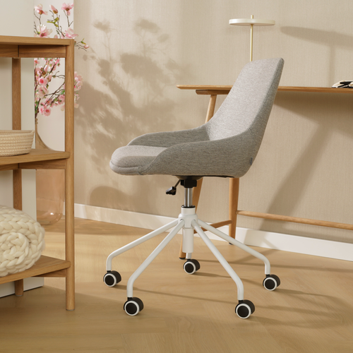 Nolon Nout-Isa Bureaustoel Warm Grijs - Stof - Wit Onderstel - vtwonen shop