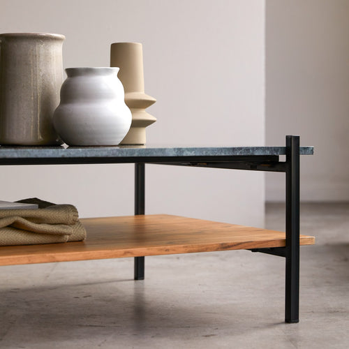 Tikamoon Massief acacia en marmeren salontafel - Naturel