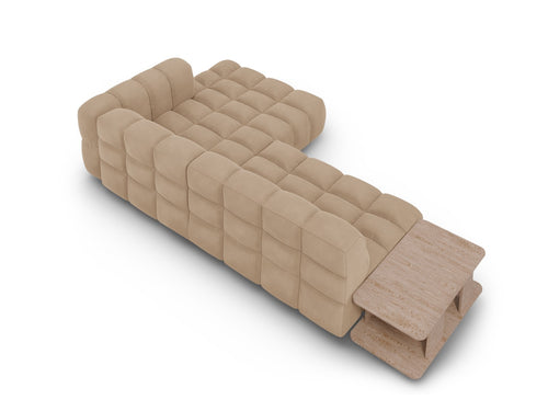 Cosmopolitan Design Modulaire hoekbank rechts Sky 4-zits, flueel, zand - 162x297x70cm