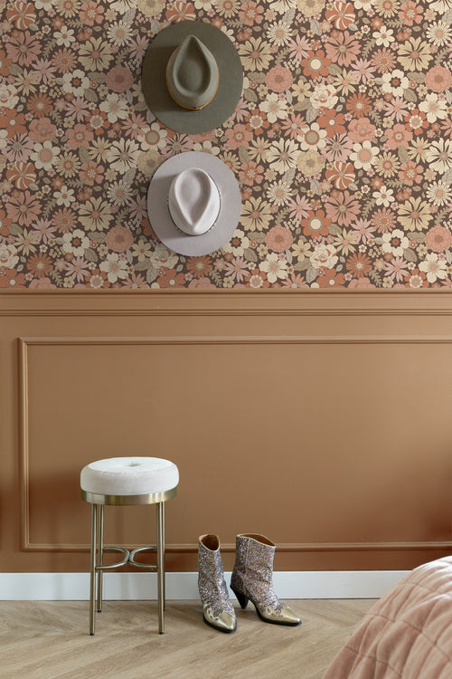 ESTAhome behang retro bloemen oudroze en beige - 53 cm x 10.05 m - 130966 - vtwonen shop