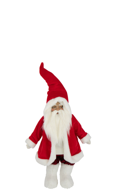 J-Line figuur Kerstman Bril - polyresin - wit/rood - small - vtwonen shop