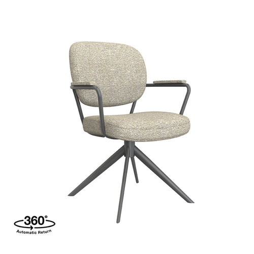 LABEL51 Eetkamerstoel Basel - Naturel/Zwart - Draaibaar