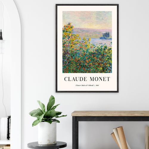 Artfulprints Poster met Lijst Claude Monet - Flower beds at Vétheuil   - 30x40 cm - Meerkleurig