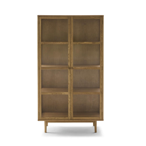 Furnhouse vitrinekast Svendborg - Natuurlijk eikenhout - MDF, Eikenfineer - 40x100x180
