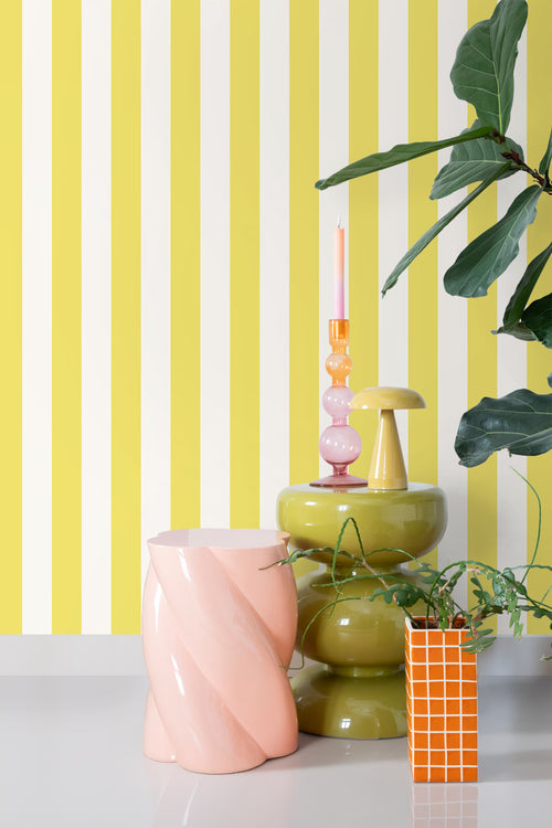 ESTAhome behang strepen geel en wit - 53 cm x 10.05 m - 139911 - vtwonen shop
