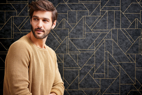 Livingwalls behang grafisch motief zwart en goud - 53 cm x 10.05 m - AS-391184 - vtwonen shop