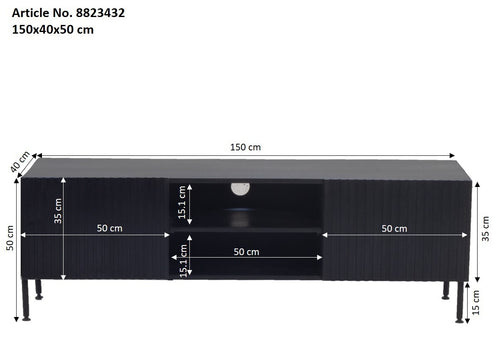 Giga Meubel Tv-Meubel Roman - Zwart Mangohout - 150x40x50cm - vtwonen shop