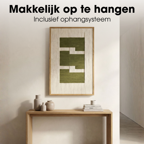 Mica Decorations Wanddecoratie - Wandpaneel Abstracte Kunst 70 x 50 x 2,5 cm - Woondecoratie voor Woonkamer of Slaapkamer - Groen