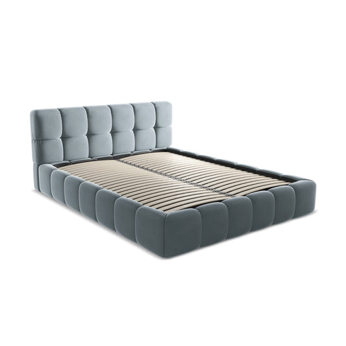 LaMiaSofa Bed met opbergruimte Roma - velours - lichtblauw - 180x228x82