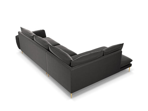 Cosmopolitan Design linker hoekbank Vienna 6-zits, flueel, donkergrijs - 185x275x95cm