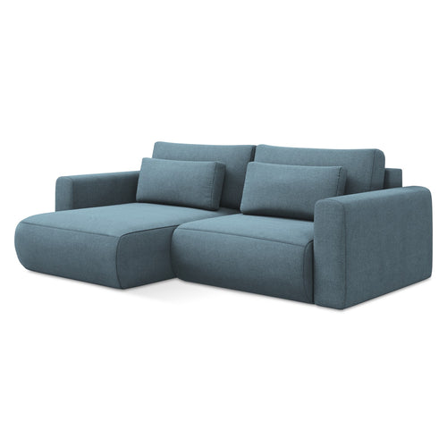 LaMiaSofa hoekbank links Perugia - textuurstof - lichtblauw - 240x149x82