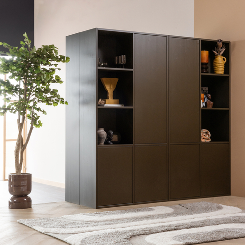 WOOOD opbergkast links Meggy - Grenen hout - Middenbruin - 215x108x40