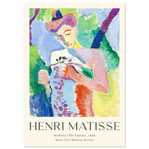 Artfulprints Poster met Lijst Matisse - Modesty 1906   - A4 21x29.7 cm - Meerkleurig