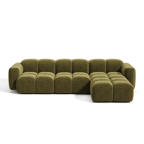 Premium Interiors - Modulaire bank MOSS - fluweel met structuur  258cm