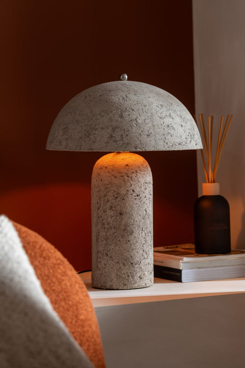 J-Line tafellamp Paddenstoel - papier maché - beige
