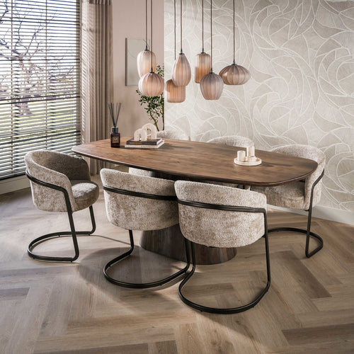 Giga Meubel Eettafel Central - Deens Ovaal Bruin Hout - 215x105x77cm