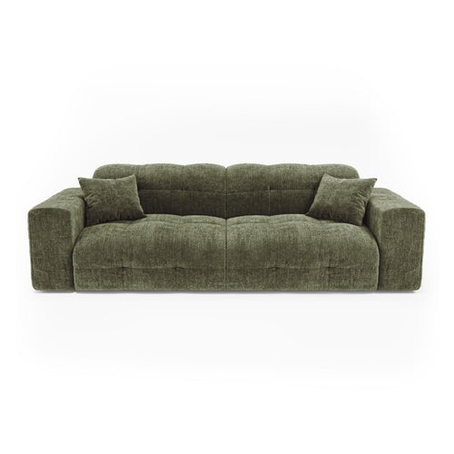 Premium Interiors - Bank COCOON - gewaafd fluweel vintage groen 230cm