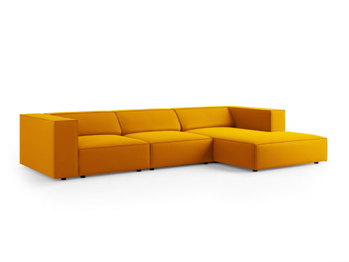 Cosmopolitan Design rechter hoekbank Arendal 4-zits, flueel, geel - 166x284x70cm