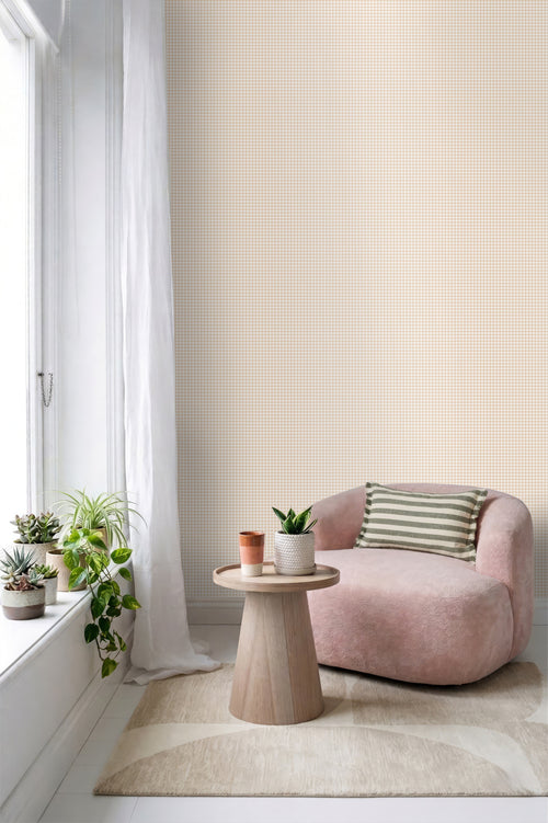 ESTAhome behang ruitjes licht terracotta - 50 x 900 cm - 131642