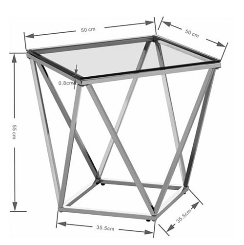 Kare Design Bijzettafel Cristallo 50x50cm graphite