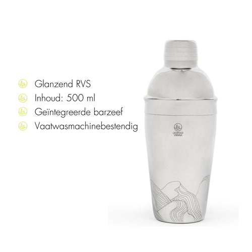 Leopold Vienna - Cocktail shaker 500ml RVS Flowers - vtwonen shop