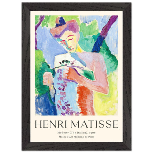 Artfulprints Poster met Lijst Matisse - Modesty 1906   - A4 21x29.7 cm - Meerkleurig