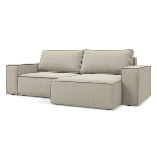 LaMiaSofa hoekbank rechts Livorno - velours - parel - 257x148x82