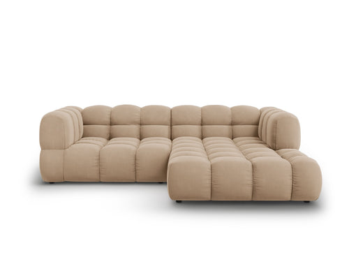 Cosmopolitan Design Modulaire hoekbank rechts Sky 3-zits, flueel, zand - 162x244x70cm